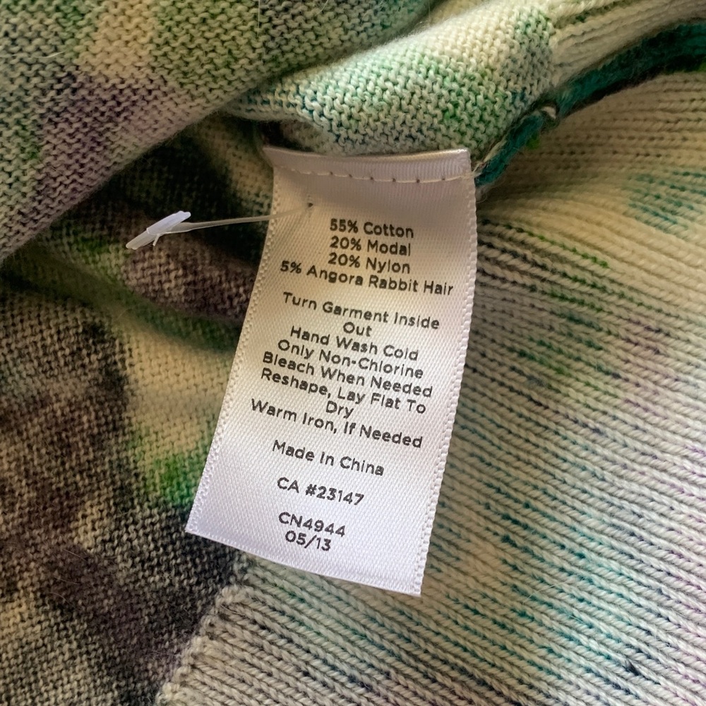 NWT Talbots Purple, Blue & Green Abstract Floral Crewneck Button Cardigan Medium - Picture 7 of 10